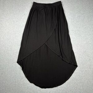 Bobbie Brooks Skirt Womens M Black Wrap High Low Hem Stretch Comfort Boho Casual